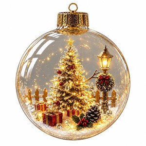Adorno Navideño Acrílico 3D Vintage, Bola Brillante de Cristal Redonda para Colgar en el Árbol de Navidad, Decoración Navideña, Regalo Festivo - Product Image 3