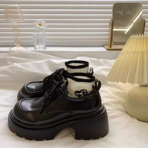 British High-End Retro <b>Style</b> Women's <b>Walking</b> <b>Shoes</b> Four Seasons Casual Wear with Thick Heel - Product Image 5