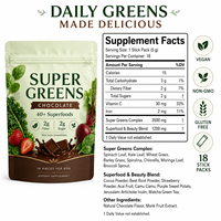 Poudre de superaliments au chocolat avec plus de 40 superaliments, spiruline, chlorelle, moringa, açaï, mélange beauté, sachets individuels