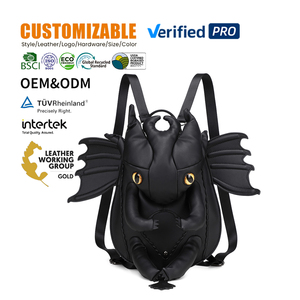 Mochila <span class=keywords><strong>3D</strong></span> de 20L con Diseño de Dragón Negro, Estilo de Dibujos Animados, Impermeable, con Respaldo Ergonómico de Cuero PU y Poliéster - Product Image 1