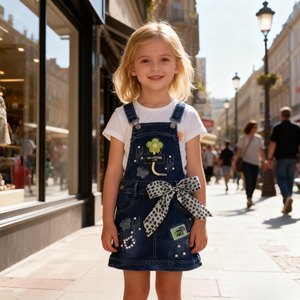 Modèle YQ006 à 8,5 dollars, pour les enfants de 2 à 5 ans, ensembles courts pour enfants, t-shirts, jeans pour filles, ensembles de vêtements, jupes, 2 pièces par paquet - Product Image 1