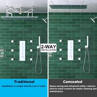 Système de douche LED double jet Homedec 16x32" avec pommeau de douche inclinable 2-en-1 de 6 pouces et 6 jets latéraux, ensemble robinetterie thermostatique