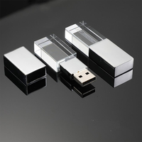 Clé USB 2.0/3.0 en cristal imprimé en 3D avec logo personnalisé, 8 Go-64 Go, haute vitesse, design en verre transparent et métal, nouveauté