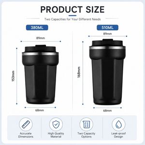 Mug de voyage isotherme en acier inoxydable avec logo personnalisé, 350 ml, 500 ml, avec sangle de transport, double paroi, pour café - Product Image 3