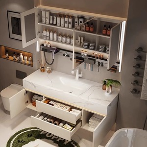 Solución de almacenamiento de baño Sistema de organización básica Construcción de puerta duradera Fácil mantenimiento Rutina Tocador de baño - Product Image 6