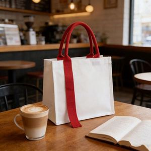 Bolsa de Compras de Lona Blanca Laminada con Cinta, Personalizable con Publicidad - Product Image 2