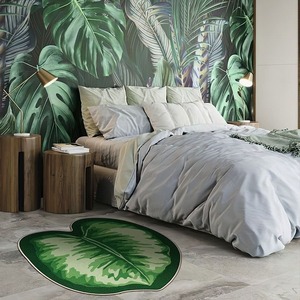 Wan Xinlong Tapis de sol imprimé feuilles, forme originale, antidérapant, style bohème, tapis décoratif pour chambre d'enfant - Product Image 3