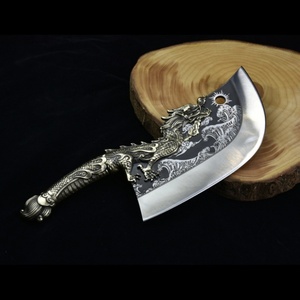 มีดเหล็กกล้าไร้สนิม Longquan ลายมังกรสีฟ้าไล่คลื่น ตีขึ้นรูปด้วยมือ ขนาดใบมีด 24 ซม. ด้ามจับใช้งานได้ทั้งสองมือ เหมาะสำหรับใช้ในครัวเรือน - Product Image 2