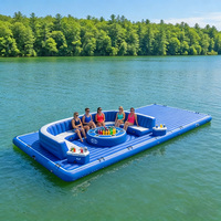 Île flottante gonflable commerciale avec tente, couleur et logo personnalisés, en PVC, pour 5 à 10 passagers