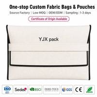Pochette en toile de coton sergé personnalisée 20x15cm avec rabat à sangle et passepoil noir, sac à poussière, pochette en toile, OEM, faible MOQ