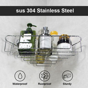 Estante de esquina de baño de <span class=keywords><strong>acero</strong></span> <span class=keywords><strong>inoxidable</strong></span> de alta calidad estante de <span class=keywords><strong>ducha</strong></span> de esquina <span class=keywords><strong>sin</strong></span> succión de perforación - Product Image 6