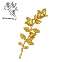 Rosa Dorada de Plástico ABS al por Mayor, 12 Unidades #   Adorno para Ataúd, Estilo Europeo, Accesorios Decorativos para Ataúdes de Adultos
