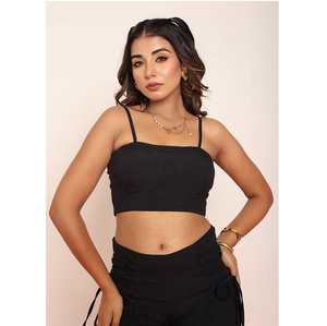 Elegante Top Corset Negro para Mujer, Corte Ajustado, Estilo Moderno para Fiestas, Top Chic para la Noche, Atuendo Casual - Product Image 1