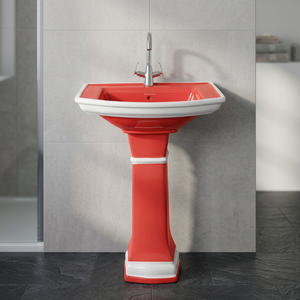 Modern Parrot Green Ceramic Pedestal Wash Basin Lavabo Sink For Hospital Home Commercial Bathroom Use - Product Image 4
