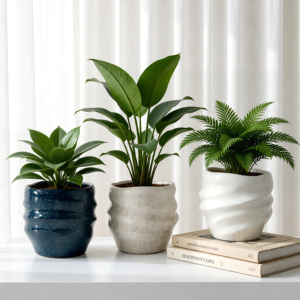 <span class=keywords><strong>Vase</strong></span> de sol contemporain au design original, suspendu, à grain fin, forme <span class=keywords><strong>d</strong></span>'onde 3D, pots à orchidées, pot de fleurs en céramique - Product Image 2
