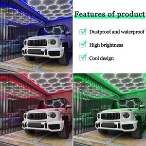 Hexagon LED <span class=keywords><strong>Garage</strong></span> Light Lot de 14 lumières en nid d'abeille avec cadre rectangulaire rouge bleu <span class=keywords><strong>vert</strong></span> 6500K pour <span class=keywords><strong>garage</strong></span> sous-sol entrepôt etc. - Product Image 1