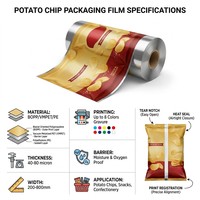 Film en rouleau personnalisé en PET imprimé, résistant à l'humidité, pour chips et snacks, film alimentaire stratifié haute barrière pour machine automatique