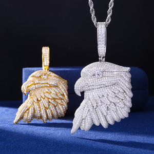 Pendentifs de mode, breloques en argent sterling 925, diamant moissanite VVS, pendentif aigle <span class=keywords><strong>blanc</strong></span> américain étincelant pour <span class=keywords><strong>rappeur</strong></span> homme - Product Image 3