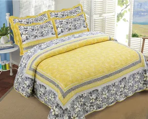 New Arrival light luxury bedspreads cotton quilt set yellow color quilted coverlet quilt brand bedding sets for all season