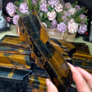 Oferta Especial: Losa de Cristal de Ojo de Tigre Natural de Alta Calidad para Sanación Espiritual, Corte Amarillo y Azul, Piedra Artesanal Premium - Product Image 2