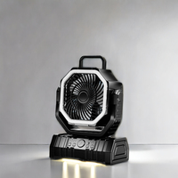 Nouveau ventilateur de camping solaire rechargeable USB 20000 mAh 2024 avec lumières LED, télécommande et oscillation automatique pour extérieur, maison et hôtel