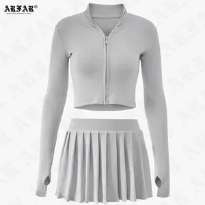 Shorts Skirts Summer Mini Skirt Tracksuit Zip Up Ribbed Custom Clothing Solid Workout Sets For Women