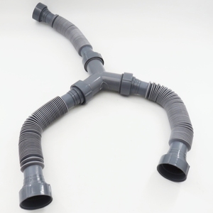 Flexible Double Sink Drain P-Trap Kit – 1-1/2 Inch Expandable Pipe, Fits Double Bowl Sinks, Includes 1-1/4 Adapter & S-Shaped Brackets For Kitchen Or Bathroom