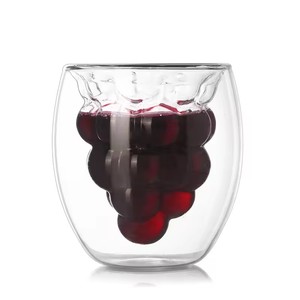 2024 nouveau Design 250ml créatif fruits fraise raisin forme haute Borosilicate Double paroi tasses en verre pour thé jus lait eau - Product Image 3