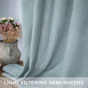 Cortinas de lino Light Airy Semi Privacidad Cortinas transparentes para dormitorio para sala de estar Tab Back Loop Pocket Soft Natural Woven Plain - Product Image 3