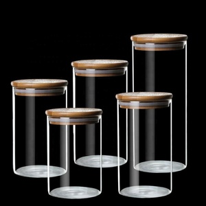 2024 New Arrival 8oz 10oz 15oz Transparent Food <b>Spice</b> Glass <b>Jar</b> Wooden Lid Container Storage <b>Jars</b> With Bamboo Lid - Product Image 3