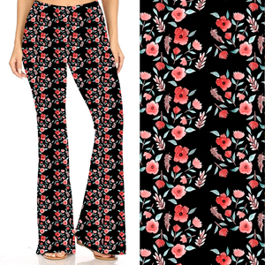 <strong>Women</strong> Sweet Cottagecore Floral Flare Pants High Waist Bell Bottom Leggings Dainty Pink Flower Pattern Yoga <strong>Trousers</strong> Lounge - Product Image 2
