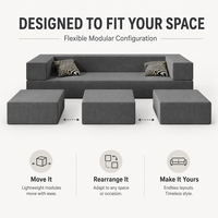 Ensemble de canapés modulaires extensibles et convertibles modernes et minimalistes avec ottomanes, canapé sectionnel personnalisé OEM en tissu microfibre pour hôtel
