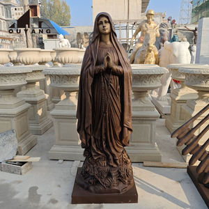 Statue de la Vierge <span class=keywords><strong>Marie</strong></span> en bronze coulé grandeur nature pour décoration extérieure d'église, sculpture religieuse catholique en métal faite <span class=keywords><strong>à</strong></span> la main avec couronne d'étoile et halo - Product Image 2