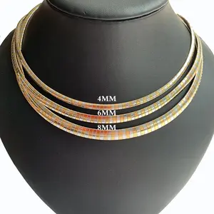 Wholesale Supplier Fashion Jewelry Stainless Steel 4/6/8MM Choker 18K Gold Plated Flat Snake Chain Necklace For Women Men