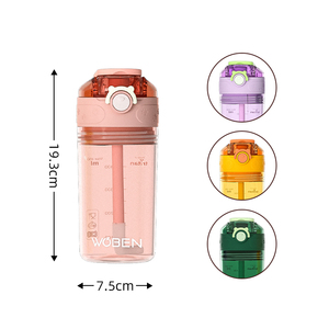Botella de Agua Transparente de PC de 450 ml, Antiderrames, con Tapa Abatible y Pajita, Apta para Lavavajillas, Diseño Elegante y Portátil para <span class=keywords><strong>Beber</strong></span> Directamente - Product Image 6