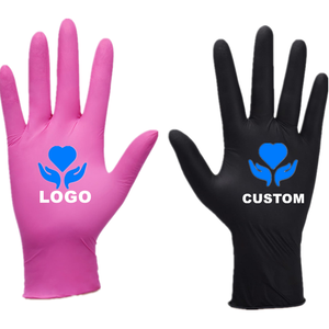 Guantes desechables de nitrilo puro para hospital salón de belleza peluquería automática Limpieza de alimentos tatuaje impresión personalizada logotipo marca OEM - Product Image 1