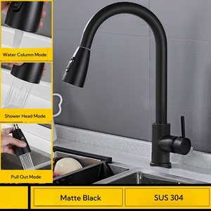 Robinets de cuisine modernes en acier inoxydable <span class=keywords><strong>noir</strong></span> rotatif à 360 degrés 304 avec extension de pulvérisateur mitigeur d'évier - Product Image 6