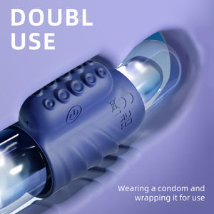 Coppie che condividono giocattoli sessuali anello pene vibrante due dita manica Multi-resistenza blocco capezzolo glande clitoride G stimolazione Spot - Product Image 6