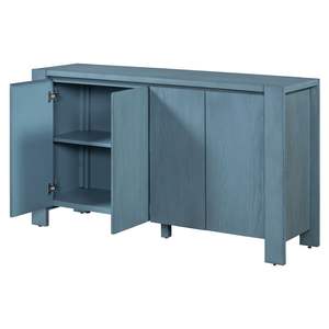 DB TREXM Navy 4-Door <b>Retro</b> <b>Sideboard</b> Distressed Finish Adjustable Shelves for Dining Kitchen Living Room Antique Design Style - Product Image 1