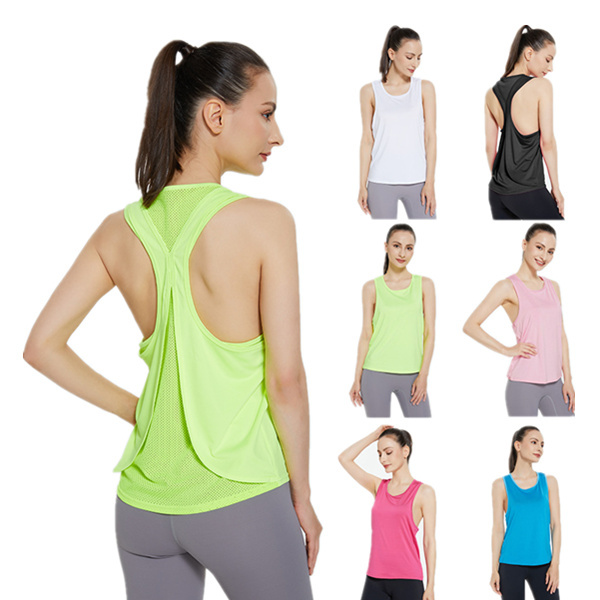 Hot Seller Breathable Gym Sport Fitness Yoga Women Girl Sleeveless Blouse Vest Quick Dry Summer Women Plain Loose Tank Top