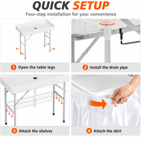 Table de refroidissement LuckyOCT avec drain, tables pliantes avec drain et jupe amovible, intérieur/extérieur