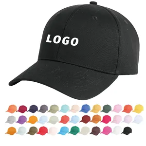 Produsen topi bisbol 6 Panel katun dipasang Logo cetak bordir sesuai pesanan polos 38 warna polos kualitas tinggi