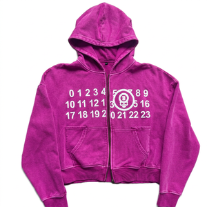 เสื้อฮู้ดดี้โอเวอร์ไซส์แบบครอป ผ้าฟลีซ 100% คอตตอน สีดำ พิมพ์ลายสกรีน ปักลาย  แบบสั่งทำพิเศษสำหรับ OEM สไตล์วินเทจ ซิปหน้า ระบายอากาศได้ดี - Product Image 3