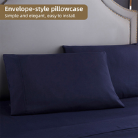 Parure de lit en tissu brossé bleu marine foncé, douce et chaude, en microfibre brossée, 4 pièces, pour la maison, la chambre ou l'hôtel