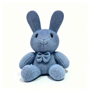 Customized <b>Sleeping</b> knit bunny plushie, Soft <b>light</b> blue woven knit bunny plush - Product Image 2