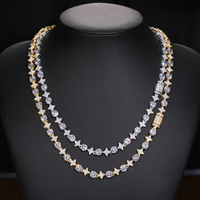 Vente en gros de bijoux tendance de luxe en laiton 8mm avec zircon et diamant Collier à chaîne de tennis Halo Star pour hommes et femmes Cadeau