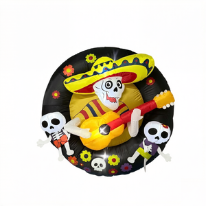 Decoración de Pared Inflable de 4 Pies con Esqueleto de Mariachi del Día de Muertos y Pequeños Calaveras con Luces LED - Product Image 2