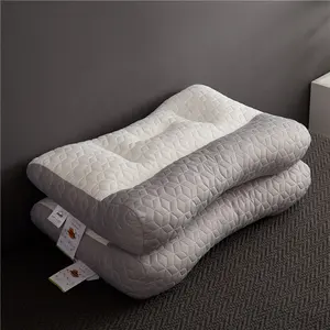 Almohada de cama para el hogar de algodón puro Diseño ergonómico Tracción para el cuidado de la columna cervical Almohada cómoda transpirable para el cuello