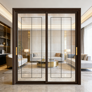 Porte coulissante en verre <span class=keywords><strong>GUAPO</strong></span> de style victorien en alliage d'aluminium, double vitrage, verre trempé, étanche, isolation phonique pour l'intérieur - Product Image 2