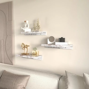 Set Van 3 <span class=keywords><strong>Distressed</strong></span> Witte Decoratieve Houten Wand Zwevende Planken Display Voor Muur Opslag Muur Gemonteerde Plank Voor Woonkamer